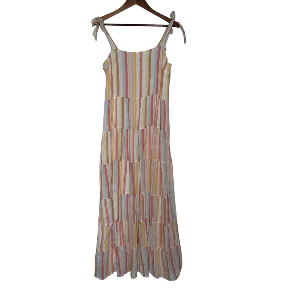 Sezane Pink and Cream Striped Maxi Dress - Picture 3 of 6